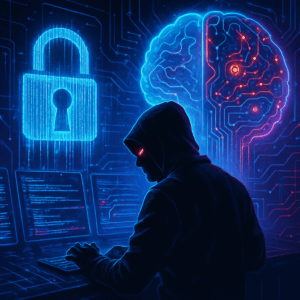 Infographic illustrating Ransomware-as-a-Service, AI-driven attacks, and AI defenses.