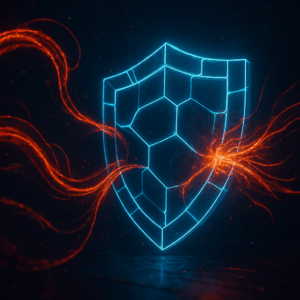Timeline infographic comparing breach rates and the rise of AI-driven cybersecurity defenses