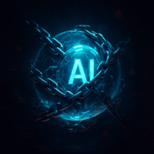 Infographic visualizing AI as both shield and vulnerability in cybersecurity