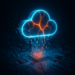 Isometric infographic illustrating stages of a cloud data breach, from hacker entry to data exposure and regulatory impact
